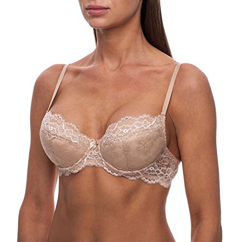 frugue Damen Push-up BH T-Shirt-BH, mit Bügel Halfcup, Push-up-BH: Gr. 75G, Schokobraun von frugue