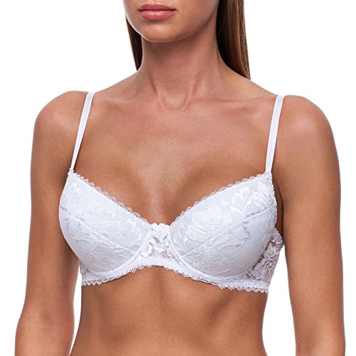 frugue Damen Sexy Spitzen Push Up BH - Dirndl BH Weiß EU 80E von frugue