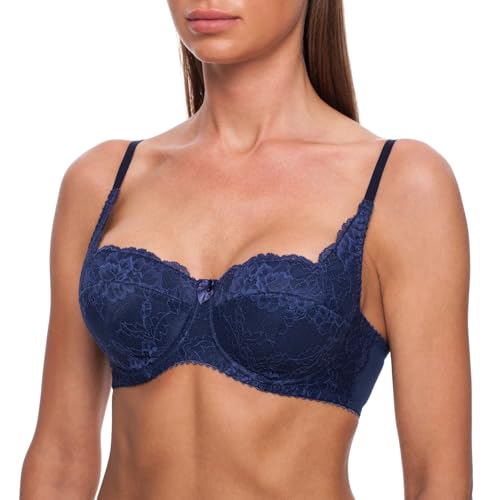 frugue Dirndl BH Damen Push Up mit Spitze Marineblau EU 80B von frugue