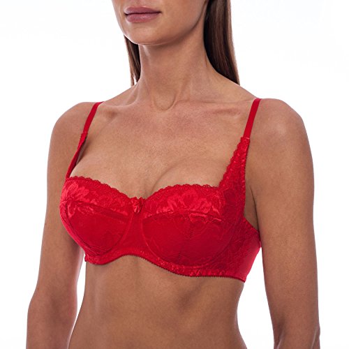 frugue Dirndl BH Damen Push Up mit Spitze Rot EU 80B von frugue