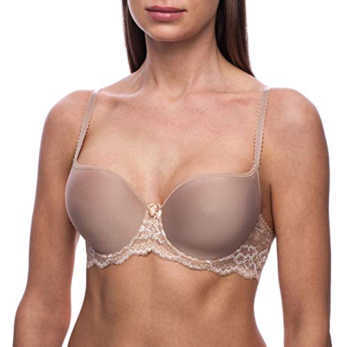 frugue Sexy Spacer-BH mit Geformte Cups, Nahtloser-BH, Spitzen-BH, Bugel-BH, Schalen-BH,Kaffee, EU 85E(UK 38DD) von frugue