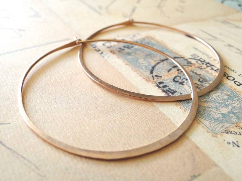 Große Rose Gold Creolen, Creolen Große Rose Gold Creolen, Creolen von fruitionjewelry