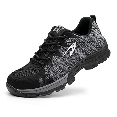 frysen Arbeitsschuhe Sicherheitsschuhe Herren Damen Leichte Stahlkappenschuhe Rrutschfeste Arbeitsturnschuhe Atmungsaktiv mit Stahlkappe Grey 38 EU von frysen