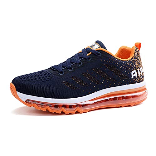 frysen Herren Damen Sportschuhe Laufschuhe mit Luftpolster Turnschuhe Profilsohle Sneakers Leichte Schuhe Blue Orange 35 von frysen