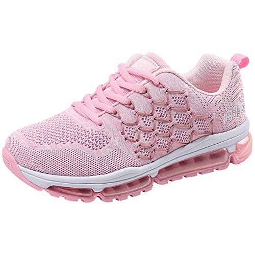 frysen Herren Damen Sportschuhe Laufschuhe mit Luftpolster Turnschuhe Profilsohle Sneakers Leichte Schuhe 1643 Pink 34 von frysen