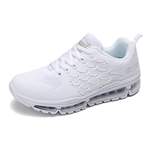 frysen Herren Damen Sportschuhe Laufschuhe mit Luftpolster Turnschuhe Profilsohle Sneakers Leichte Schuhe 1643 White 40 von frysen