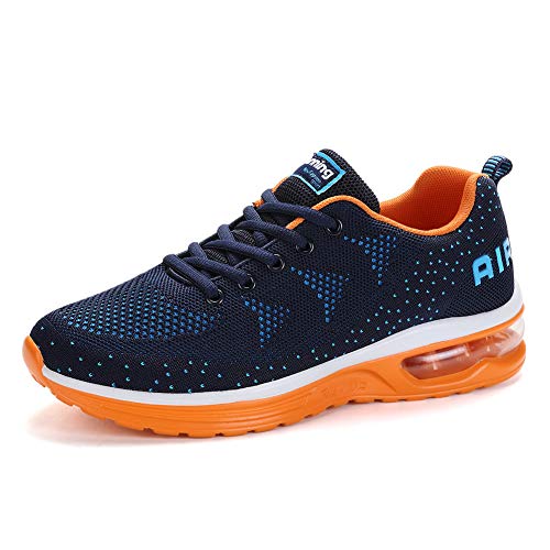 frysen Laufschuhe Herren Damen mit Dämpfung Sportschuhe Air Turnschuhe Luftsohlen Sneaker Luftpolster Schuhe Blue Orange 41 von frysen