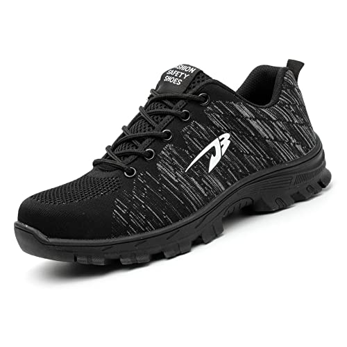 frysen Arbeitsschuhe Sicherheitsschuhe Herren Damen Leichte Stahlkappenschuhe Rrutschfeste Arbeitsturnschuhe Atmungsaktiv mit Stahlkappe Black 44 EU von frysen