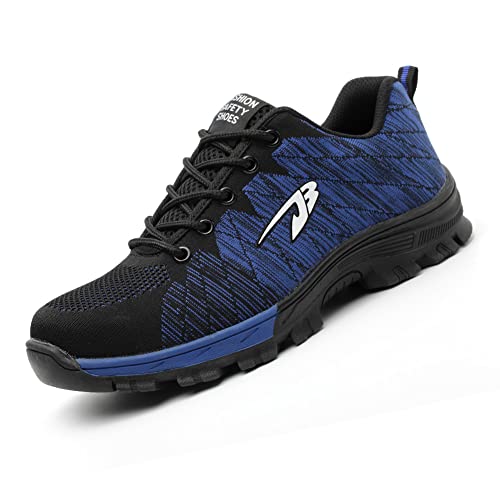 frysen Arbeitsschuhe Sicherheitsschuhe Herren Damen Leichte Stahlkappenschuhe Rrutschfeste Arbeitsturnschuhe Atmungsaktiv mit Stahlkappe Dark Blue 38 EU von frysen