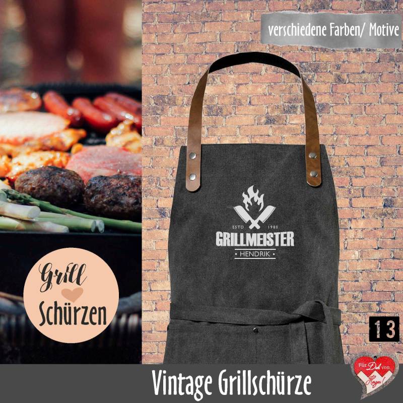 Personalisierte Grillschürze Im Vintagelook von fuerdichvonherzen