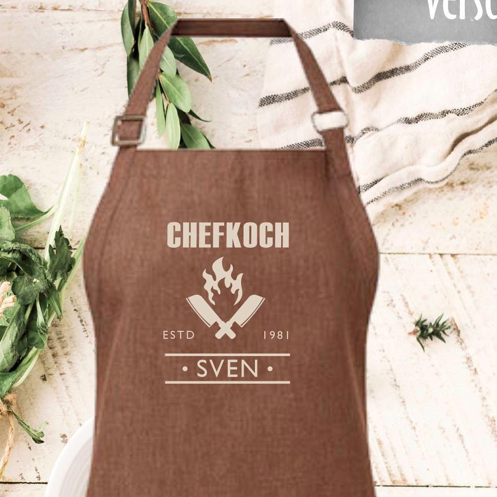 Personalisierte Latzschürze | Männerkochschürze Fairtrade Bio Twill von fuerdichvonherzen