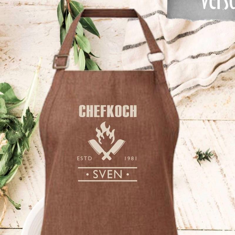 Personalisierte Latzschürze | Männerkochschürze Fairtrade Bio Twill von fuerdichvonherzen