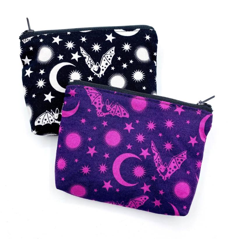 Fledermäuse Luna Schwarz Weiß Lila Mini-Portemonnaie Halloween Geldbeutel Gothic Bats von fuersherz