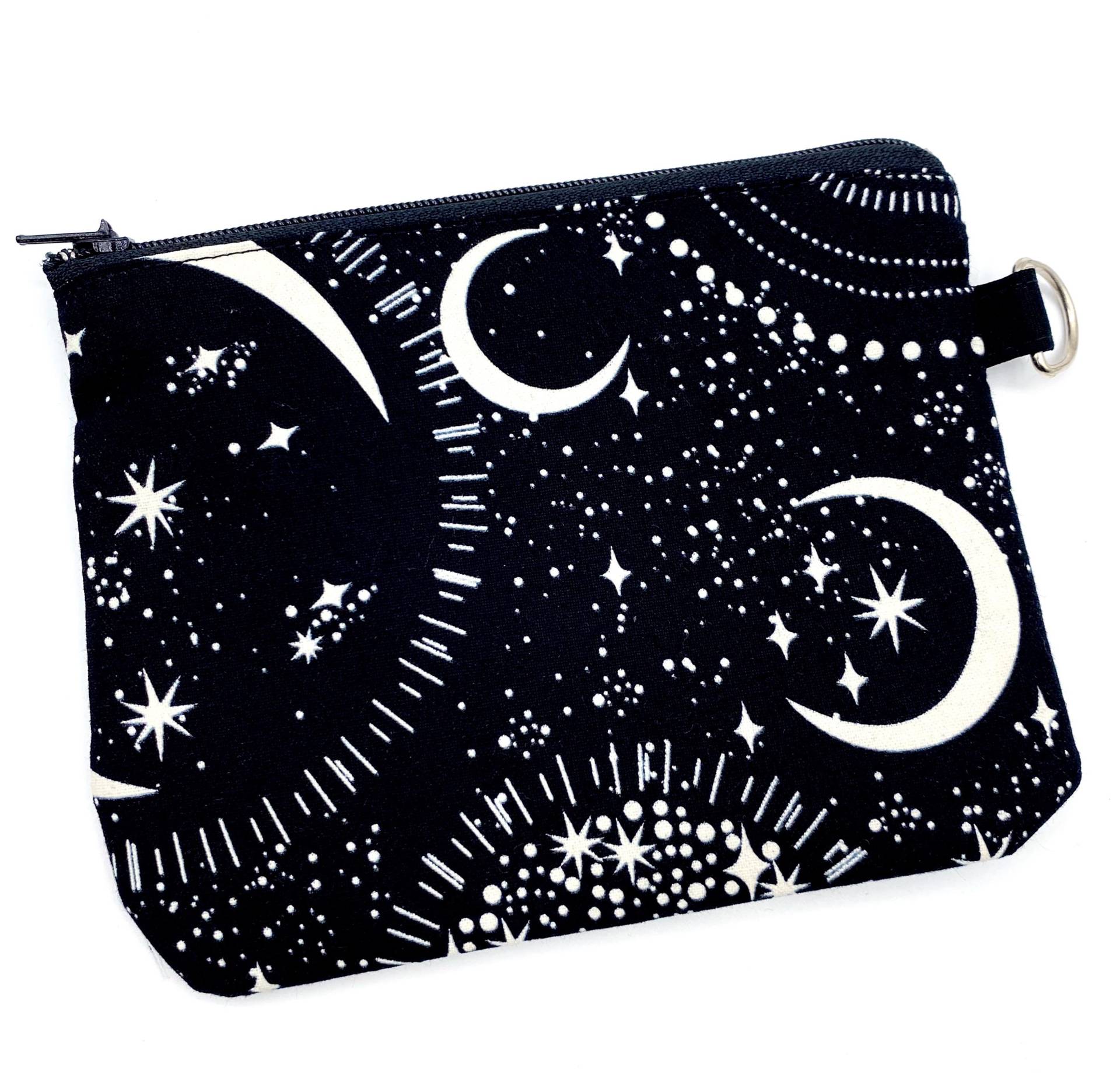 Mond Sterne Goth Muster Schwarz Mini-Portemonnaie Halloween Geldbeutel Kleine Tasche Limited von fuersherz
