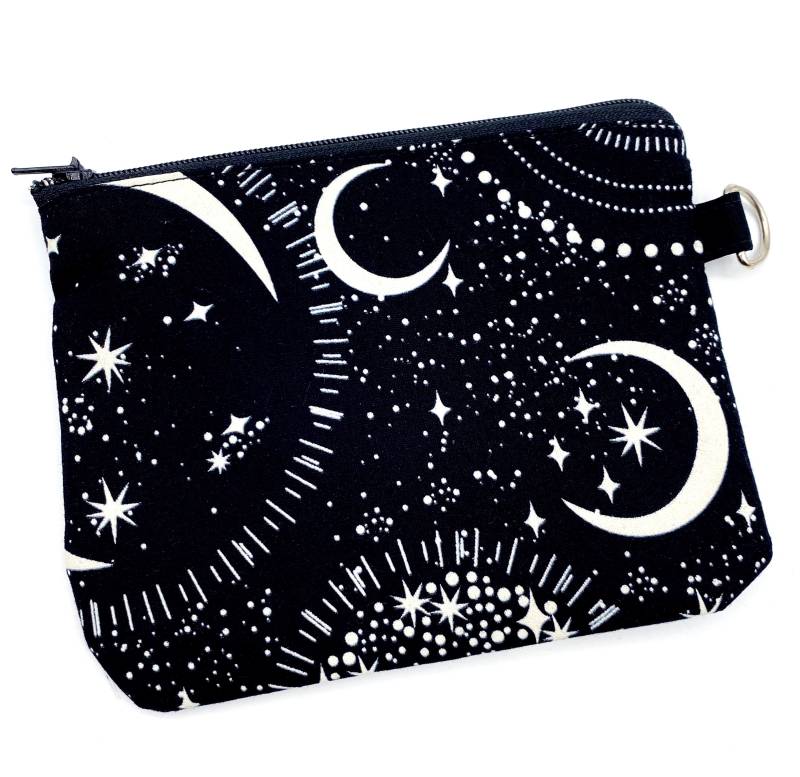 Mond Sterne Goth Muster Schwarz Mini-Portemonnaie Halloween Geldbeutel Kleine Tasche Limited von fuersherz