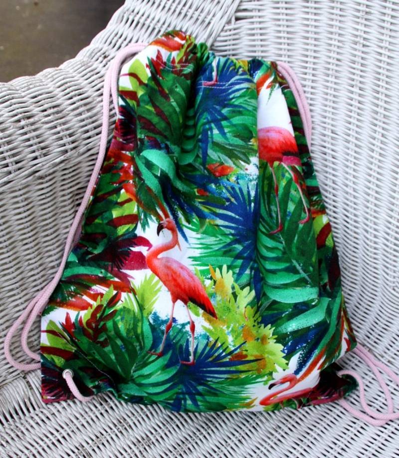 Pretty Flamingo Turnbeutel Gymbag Grün Pink von fuersherz