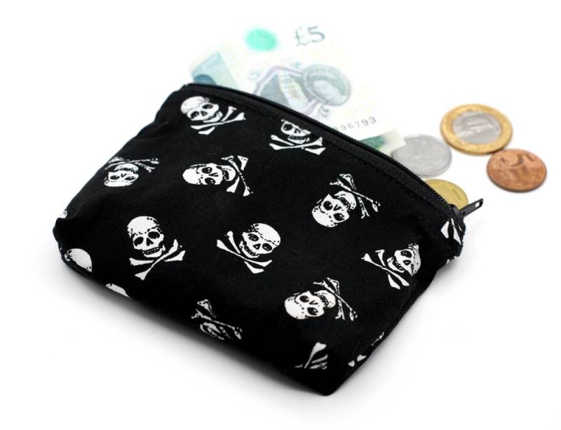 Totenköpfe Schwarz Mini-Portemonnaie Skulls Halloween Geldbeutel Gothic von fuersherz