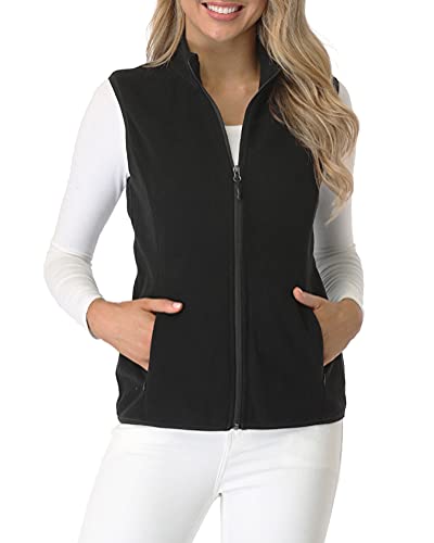 fuinloth Fleece Weste für Damen, Leicht Ärmellose Standkragen mit Reißverschlusstaschen Schwarz Larrge fuinloth Fleece Weste für Damen, Leicht Ärmellose Standkragen mit Reißverschlusstaschen Schwarz Larrge von fuinloth