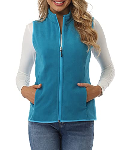 fuinloth Fleece Weste für Damen, Leicht Ärmellose Standkragen mit Reißverschlusstaschen Blauer See X-Small fuinloth Fleece Weste für Damen, Leicht Ärmellose Standkragen mit Reißverschlusstaschen Blauer See X-Small von fuinloth