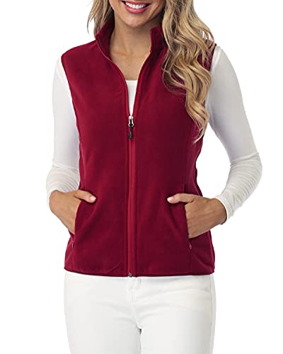 fuinloth Fleece Weste für Damen, Leicht Ärmellose Standkragen mit Reißverschlusstaschen Rotwein XX-Large fuinloth Fleece Weste für Damen, Leicht Ärmellose Standkragen mit Reißverschlusstaschen Rotwein XX-Large von fuinloth