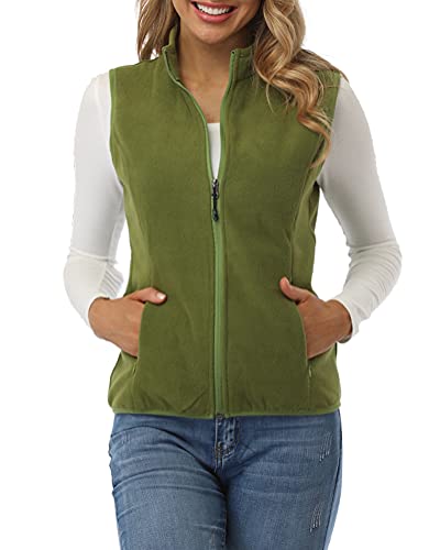 fuinloth Fleece Weste für Damen, Leicht Ärmellose Standkragen mit Reißverschlusstaschen Armee Grün XXX-Large fuinloth Fleece Weste für Damen, Leicht Ärmellose Standkragen mit Reißverschlusstaschen Armee Grün XXX-Large von fuinloth