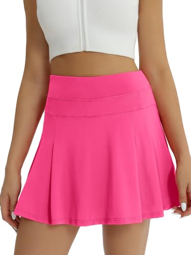 fuinloth Tennis Skort Damen Tennisrock mit Innenhose Sportrock Rockhose Golfröcke Sommer Minirock mit Taschen Rot S 34-36 von fuinloth