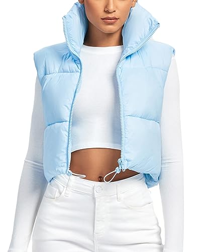fuinloth Weste Damen Kurz Puffer Blau L von fuinloth