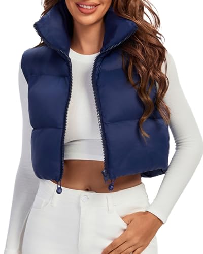 fuinloth Weste Damen Kurz Puffer Blau M von fuinloth