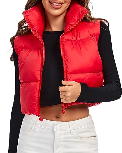 fuinloth Weste Damen Kurz Puffer Rot L von fuinloth