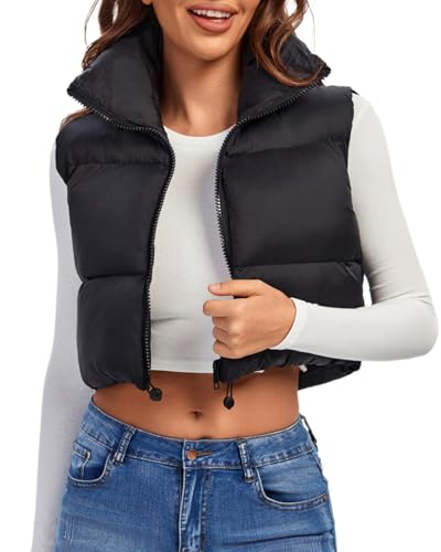 fuinloth Weste Damen Kurz Puffer Schwarz S von fuinloth