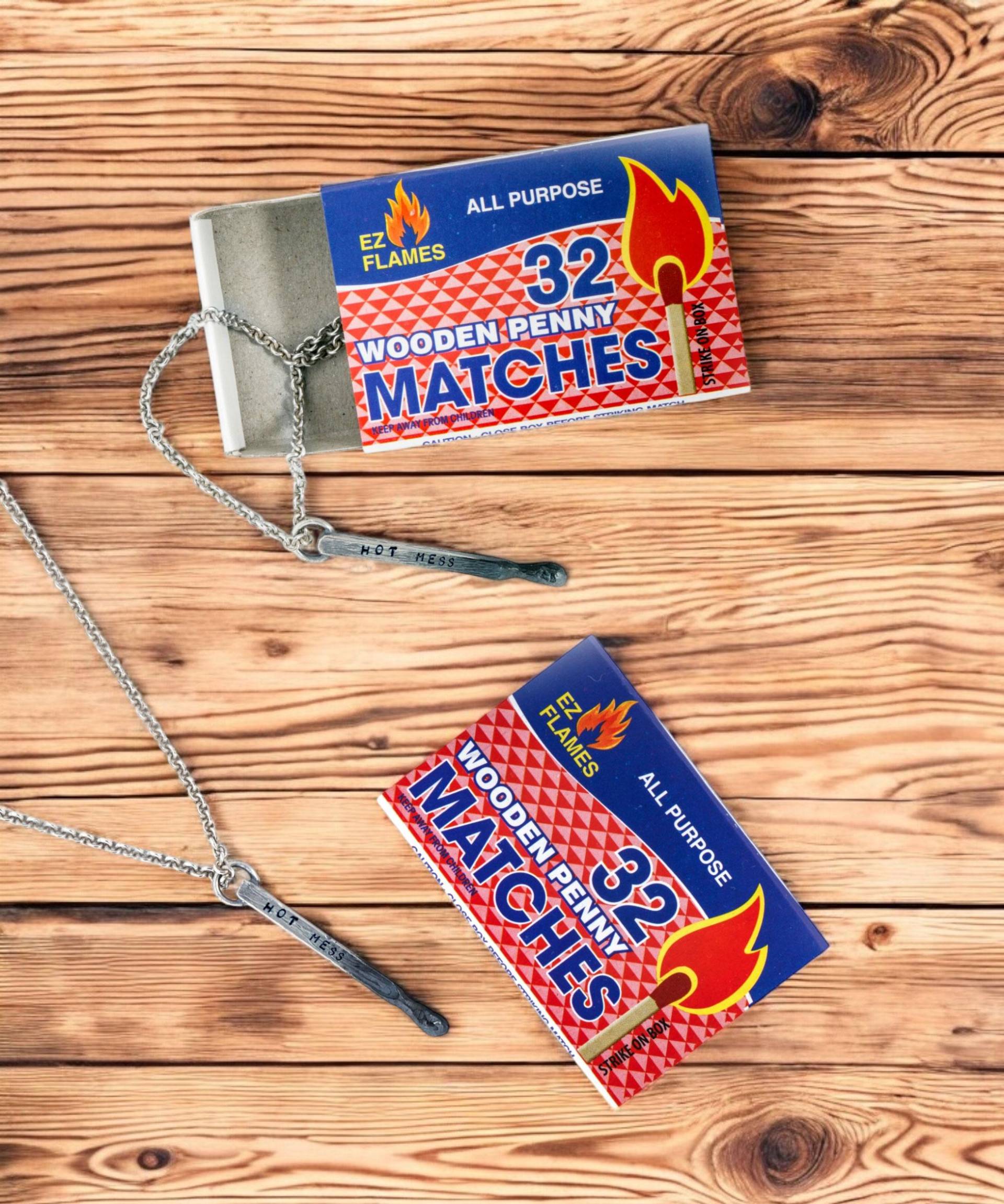 Fünf Custom Stamped, Du Bist Mein Match, Zünden Feuer An, The Perfect Brautgeschenk, Handgefertigter Sterlingsilber-Match-Stick-Anhänger von fullmoonmetal