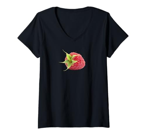 Damen Frische Himbeerfrucht T-Shirt mit V-Ausschnitt Damen Frische Himbeerfrucht T-Shirt mit V-Ausschnitt von fun food designs