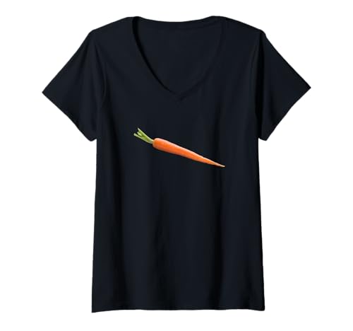 Damen Frisches Orangen-Karottengemüse T-Shirt mit V-Ausschnitt Damen Frisches Orangen-Karottengemüse T-Shirt mit V-Ausschnitt von fun food designs