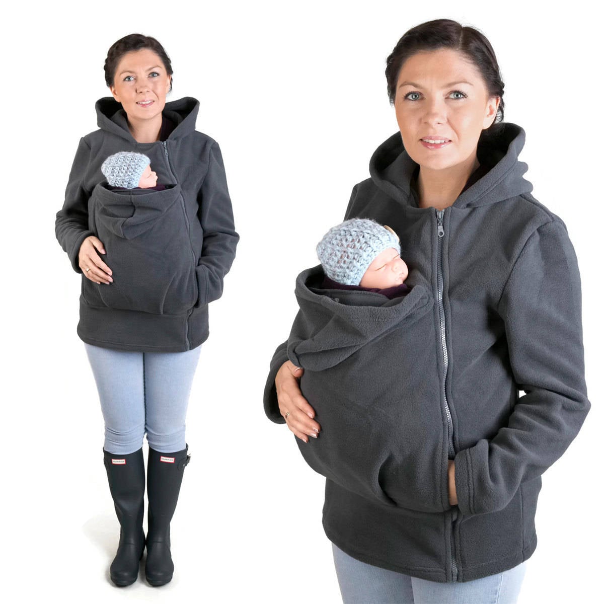 Fun2Bemum Basic Tragejacke Tragepullover Für Mama & Baby Graphite von fun2BEmum