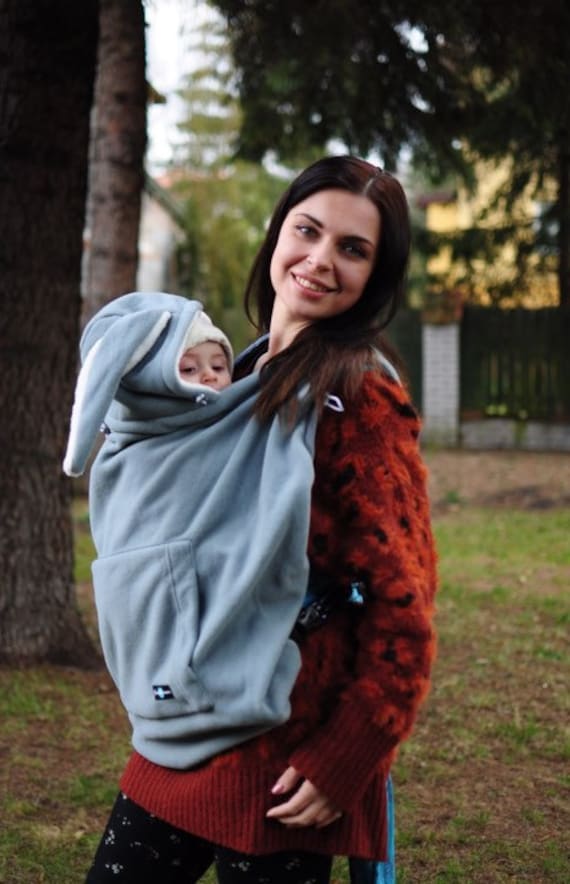 Fun2Bemum Fleece Baby Tragecover Tragebadeckung Mit Hasenohren Grau von fun2BEmum