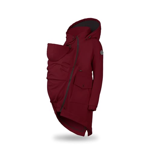 fun2bemum 5in1 PARKA Softshell Mantel,Coat,Umstandsjacke, FRONT/BACK Baby Tragejacke, Multifunktion BURGUNDY (XXL) von fun2bemum