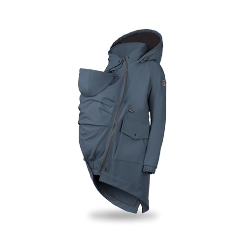 fun2bemum 5in1 PARKA Softshell Mantel,Coat,Umstandsjacke, FRONT/BACK Baby Tragejacke, Multifunktion STAHLBLAU (M) von fun2bemum