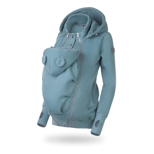 fun2bemum Baby Tragejacke für Mama Känguru Kapuze Pola Dust Mint VORNE/HINTEN (M) von fun2bemum