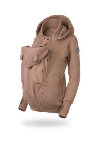 fun2bemum Baby Tragejacke für Mama Känguru Kapuze Pola Latte VORNE/HINTEN (XL) von fun2bemum