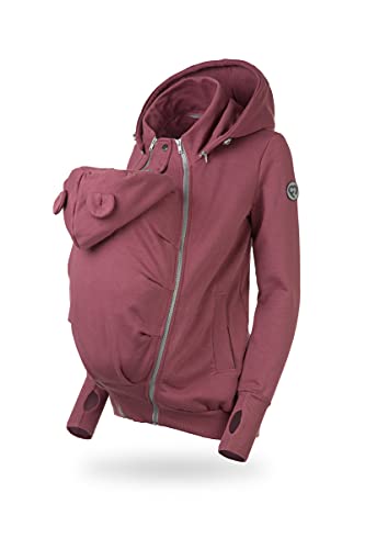 fun2bemum Baby Tragejacke für Mama Känguru Kapuze Pola Rose Brown VORNE/HINTEN (S) von fun2bemum