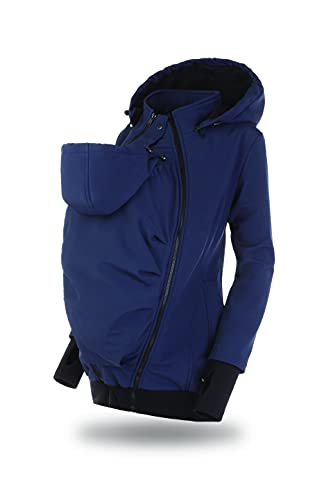 fun2bemum EVEREST 6in1 BACK/FRONT Softshell Jacke,Tragejacke, Babytragejacke,Schwangerschaftsjacke DUNKELBLAU (M) von fun2bemum