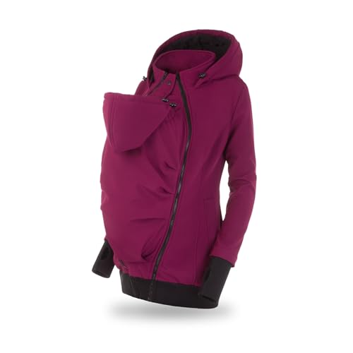 fun2bemum EVEREST BACK/FRONT Softshell Jacke,Tragejacke, Babytragejacke,Schwangerschaftsjacke PFLAUME (L) von fun2bemum