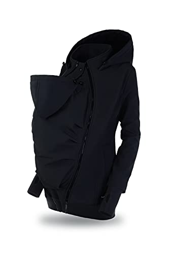 fun2bemum EVEREST BACK/FRONT Softshell Jacke,Tragejacke, Babytragejacke,Schwangerschaftsjacke SCHWARZ (XXL) von fun2bemum