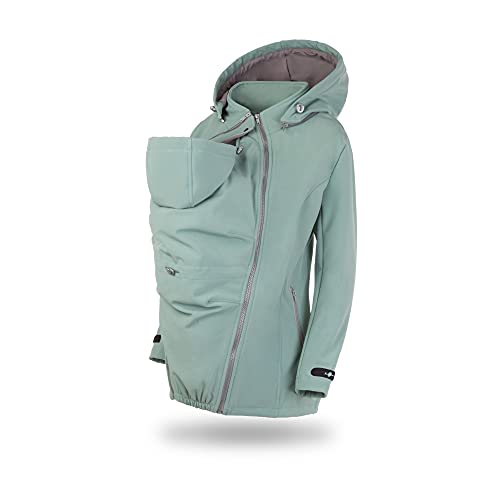 fun2bemum Enigma 4in1 BACK/FRONT Softshell Jacke,Tragejacke, Babytragejacke,Schwangerschaftsjacke MINT (XL) von fun2bemum