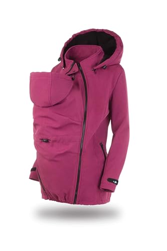 fun2bemum Enigma 5in1 BACK/FRONT Softshell Jacke,Tragejacke, Babytragejacke,Schwangerschaftsjacke Pflaume Melange (L) von fun2bemum