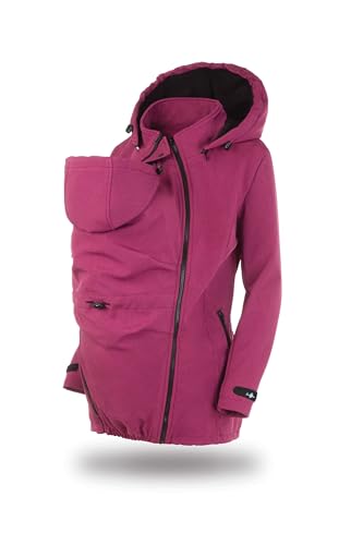 fun2bemum Enigma 5in1 BACK/FRONT Softshell Jacke,Tragejacke, Babytragejacke,Schwangerschaftsjacke Pflaume Melange (S) von fun2bemum