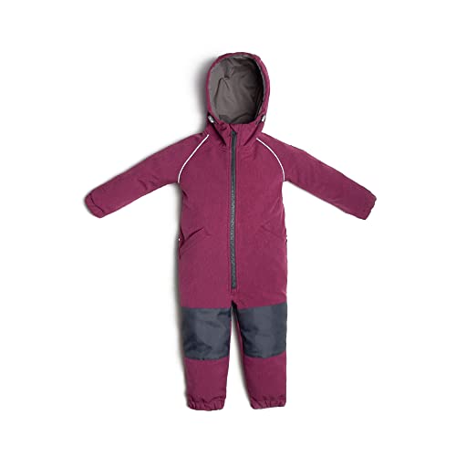 fun2bemum LEO Kids Outdoor-Softshell-OVERALL, Waltkindergarten, Winddicht und Wasserabweisend, Jumpsuit Plum Melange (110/116) von fun2bemum