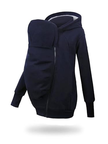 fun2bemum Tomy Men Baby Tragejacke VORNE/HINTEN für Papa Känguru Kapuze Dunkelblau XL von fun2bemum