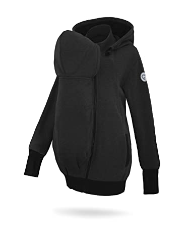 fun2bemum Tomy Men Baby Tragejacke VORNE/HINTEN für Papa Känguru Kapuze Schwarz L von fun2bemum