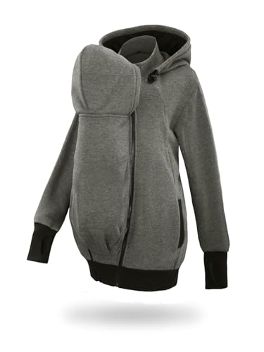 fun2bemum Tomy Men Baby Tragejacke VORNE für Papa Känguru Kapuze Graphit L von fun2bemum